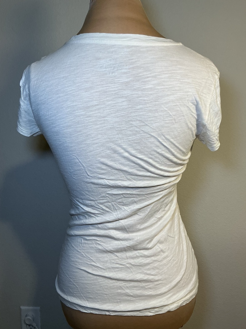 Women’s White Graphic Tee with Blue and Yellow Umbrella Print - Picture 3 of 7